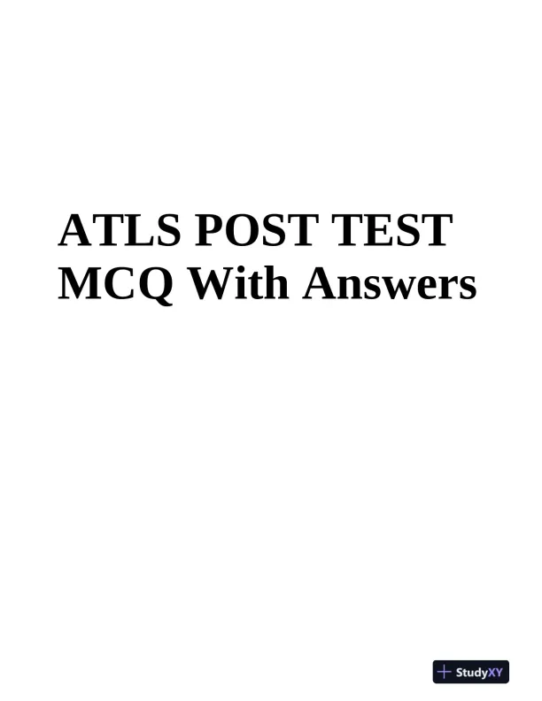 ATLS Nursing Diagnosis Post Test With Answers (40 Solved Questions) - Page 1 preview image