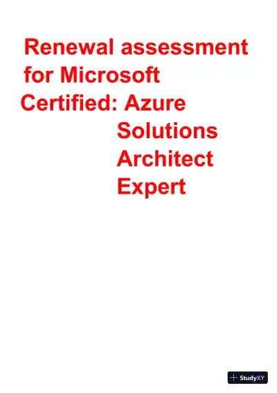 Renewal assessment for Microsoft Certified: Azure Practice Exam with Answers (40 Solved Questions) - Page 1 preview image