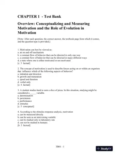 Motivation: Theory, Research, and Application, 6th Edition Test Bank - Page 1 preview image