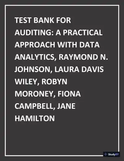 Test Bank for Auditing: A Practical Approach with Data Analytics, 2nd Edition (Chapters 1-15) - Page 1 preview image