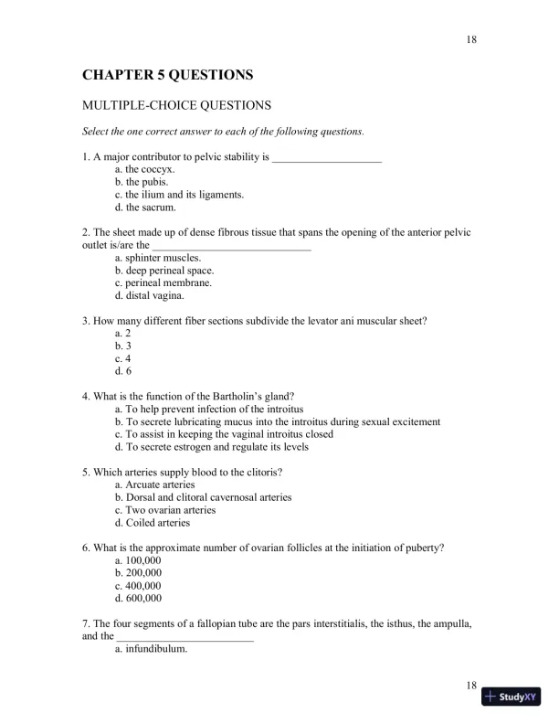 Test Bank For Womens Gynecologic Health, 3rd Edition - Page 19 preview image