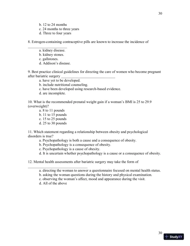 Test Bank For Womens Gynecologic Health, 3rd Edition - Page 31 preview image