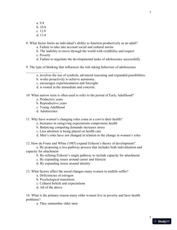 Test Bank For Womens Gynecologic Health, 3rd Edition - Page 8 preview image