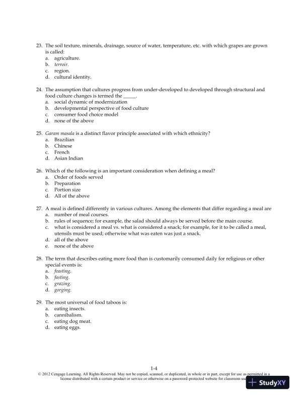 Food and Culture 6th Edition Test Bank - Page 5 preview image