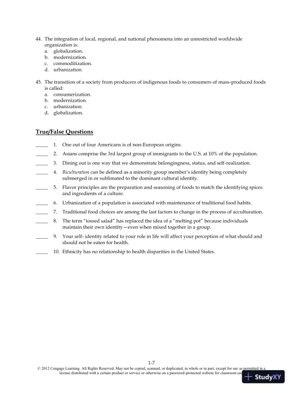 Food and Culture 6th Edition Test Bank - Page 8 preview image