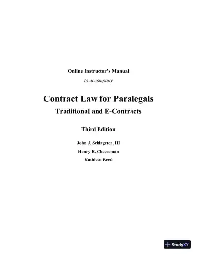 Test Bank for Contract Law for Paralegals: Traditional and e-Contracts, 3rd Edition - Page 1 preview image