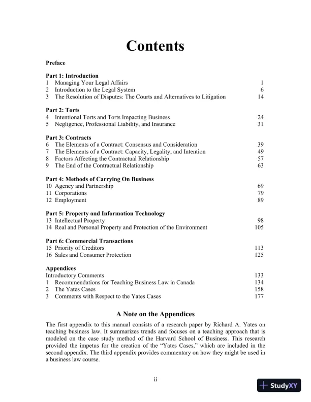 Solution Manual For Business Law in Canada, 11th Canadian Edition - Page 3 preview image