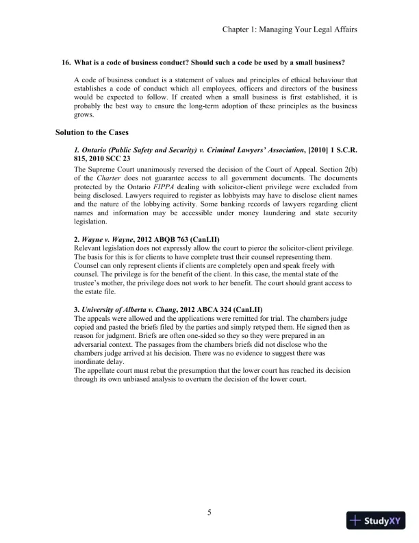 Solution Manual For Business Law in Canada, 11th Canadian Edition - Page 8 preview image