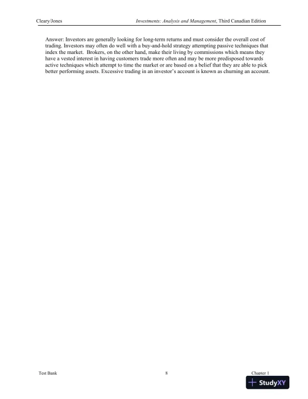 Investments : Analysis And Management, Third Canadian Edition Test Bank - Page 9 preview image