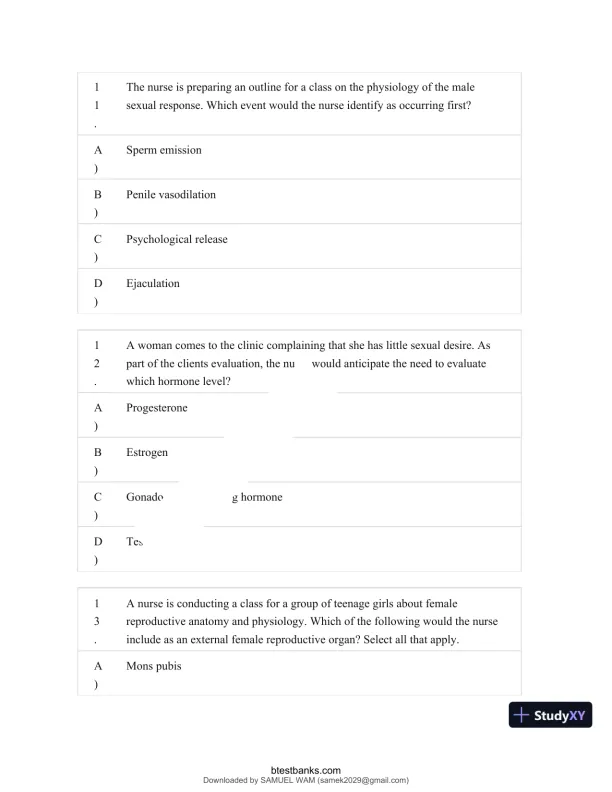 Test Bank for Maternity and Pediatric Nursing, 4th Edition (Chapters 1-51) - Page 29 preview image
