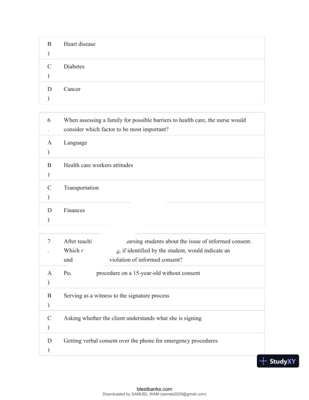 Test Bank for Maternity and Pediatric Nursing, 4th Edition (Chapters 1-51) - Page 4 preview image
