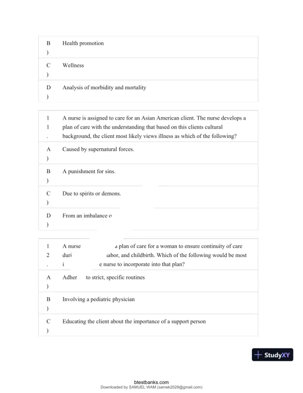 Test Bank for Maternity and Pediatric Nursing, 4th Edition (Chapters 1-51) - Page 6 preview image
