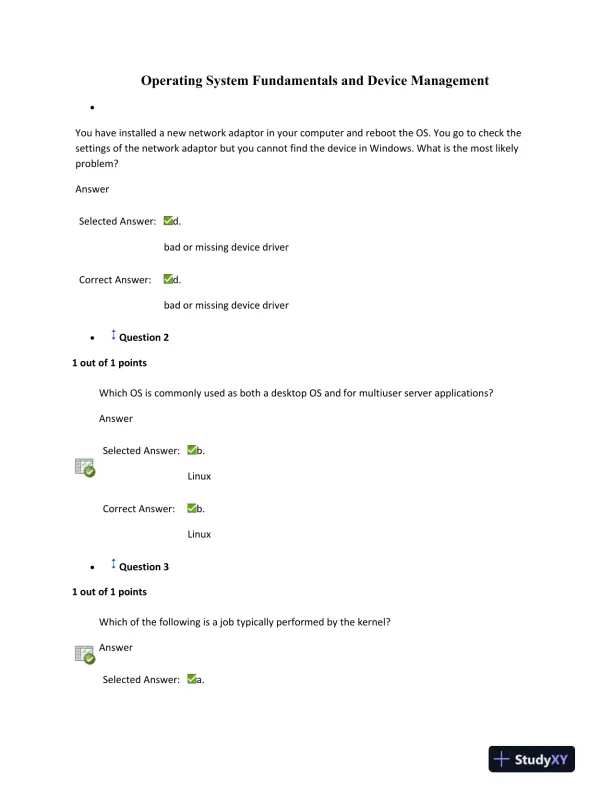 Operating System Fundamentals and Device Management - Page 1 preview image