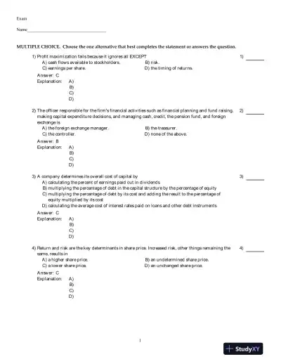 Principles Of Corporate Finance, Second Canadian Edition Test Bank - Page 1 preview image