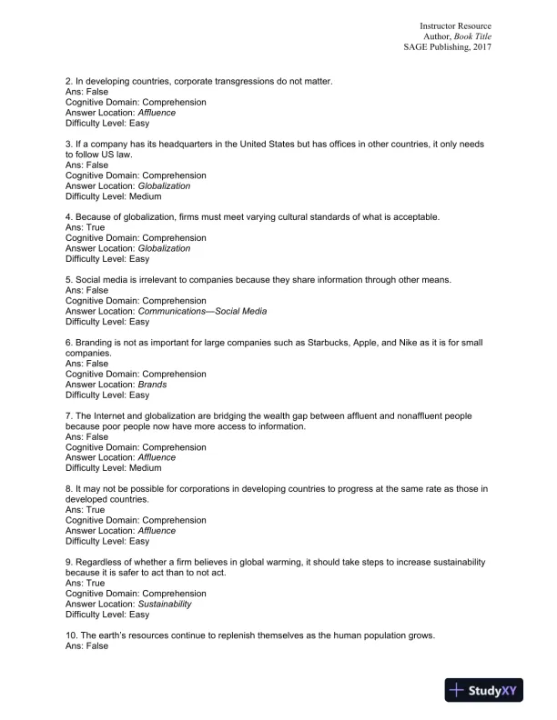 Strategic Corporate Social Responsibility: Sustainable Value Creation Fourth Edition Test Bank - Page 16 preview image