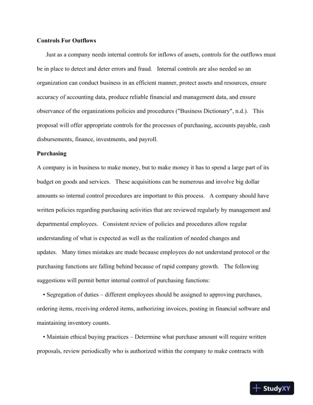 Implementing Effective Internal Controls to Mitigate Risks in Business Operations - Page 3 preview image