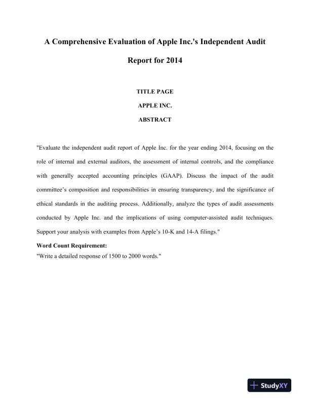A Comprehensive Evaluation of Apple Inc.'s Independent Audit Report for 2014 - Page 1 preview image