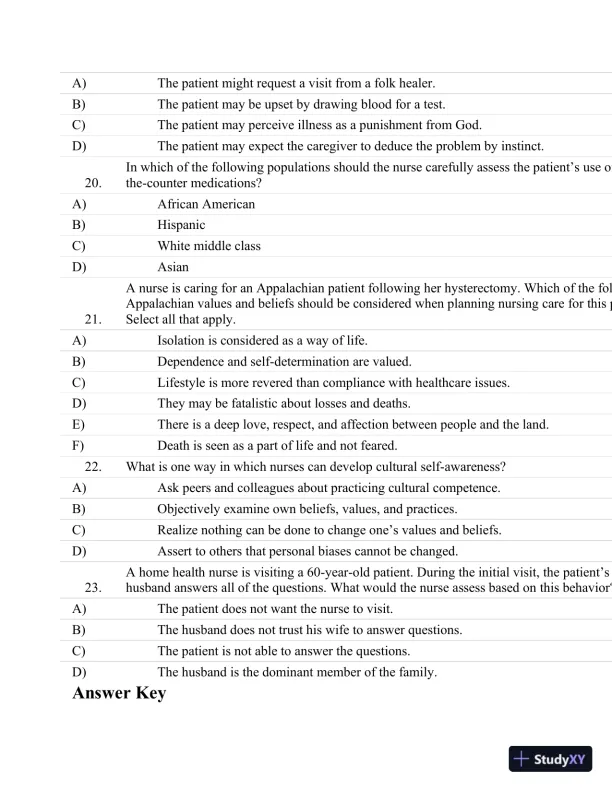 Test Bank For Fundamentals Of Nursing: The Art And Science Of Nursing Care Seventh, North American Edition Edition - Page 13 preview image