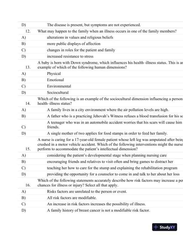 Test Bank For Fundamentals Of Nursing: The Art And Science Of Nursing Care Seventh, North American Edition Edition - Page 17 preview image