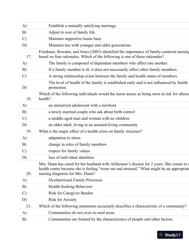 Test Bank For Fundamentals Of Nursing: The Art And Science Of Nursing Care Seventh, North American Edition Edition - Page 25 preview image