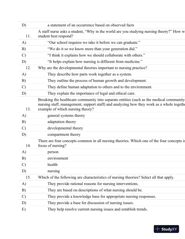 Test Bank For Fundamentals Of Nursing: The Art And Science Of Nursing Care Seventh, North American Edition Edition - Page 30 preview image