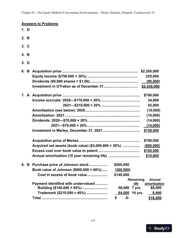 Solution Manual For Advanced Accounting, 14th Edition - Page 9 preview image