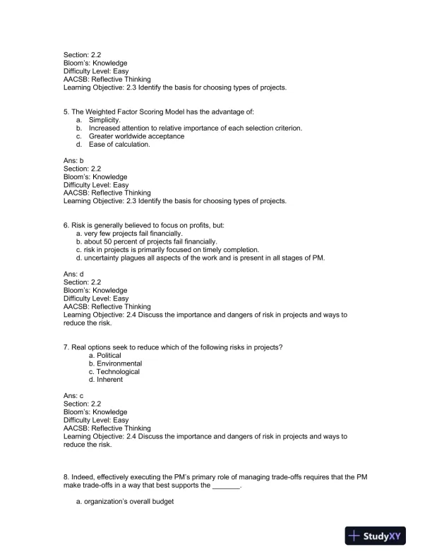 Solution Manual For Project Management: A Managerial Approach, 8th Edition - Page 10 preview image