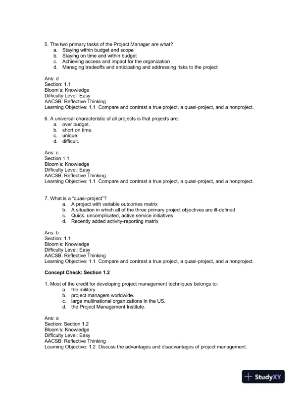Solution Manual For Project Management: A Managerial Approach, 8th Edition - Page 3 preview image