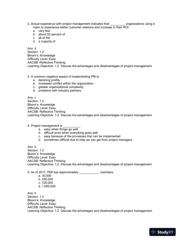 Solution Manual For Project Management: A Managerial Approach, 8th Edition - Page 4 preview image
