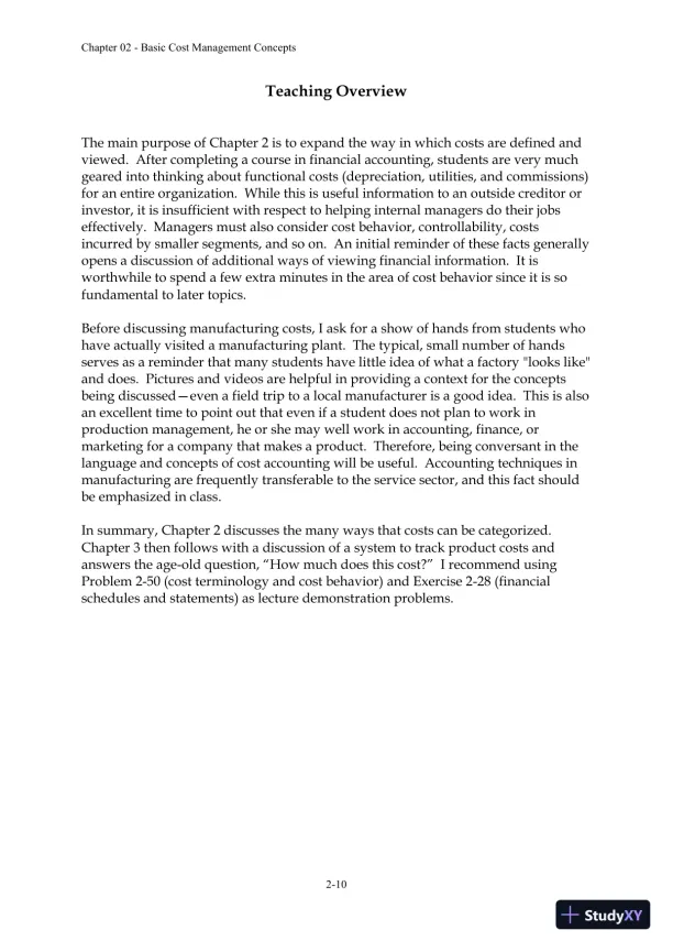 Solution Manual For Managerial Accounting: Creating Value in a Dynamic Business Environment, 10th Edition - Page 21 preview image