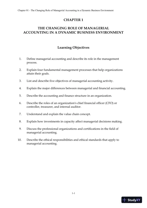 Solution Manual For Managerial Accounting: Creating Value in a Dynamic Business Environment, 10th Edition - Page 3 preview image