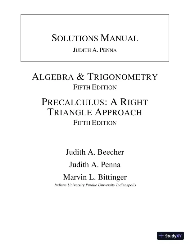 Solution Manual for Precalculus: A Right Triangle Approach, 5th Edition - Page 1 preview image