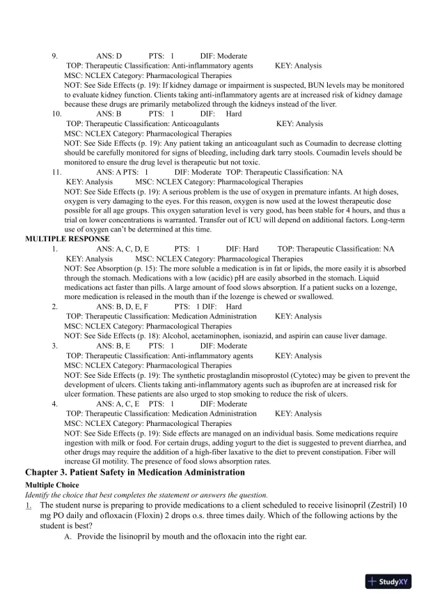 Test Bank for Pharmacology Clear and Simple A Guide to Drug Classifications and Dosage Calculations, 4th Edition (Chapters 1-20) - Page 10 preview image