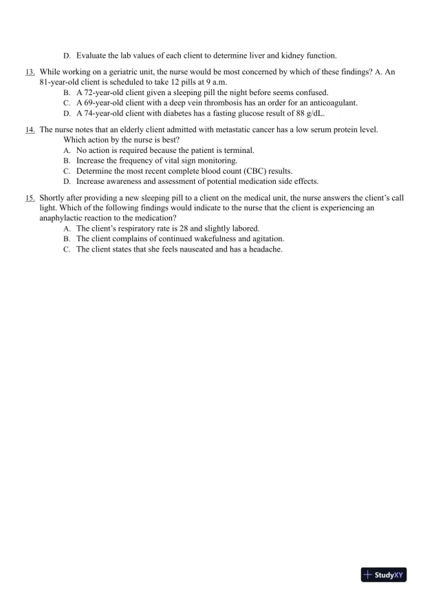 Test Bank for Pharmacology Clear and Simple A Guide to Drug Classifications and Dosage Calculations, 4th Edition (Chapters 1-20) - Page 13 preview image