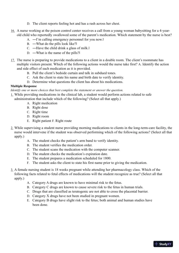 Test Bank for Pharmacology Clear and Simple A Guide to Drug Classifications and Dosage Calculations, 4th Edition (Chapters 1-20) - Page 14 preview image
