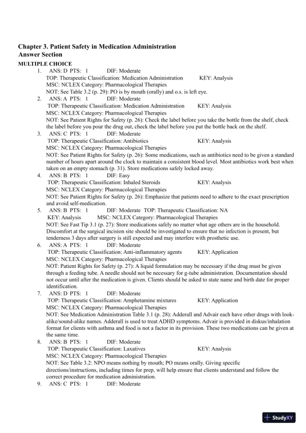 Test Bank for Pharmacology Clear and Simple A Guide to Drug Classifications and Dosage Calculations, 4th Edition (Chapters 1-20) - Page 17 preview image