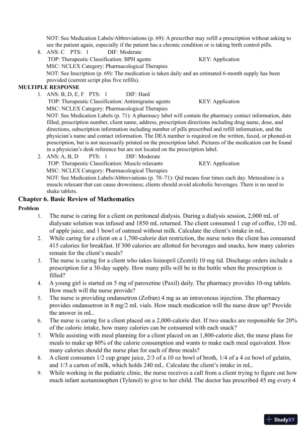 Test Bank for Pharmacology Clear and Simple A Guide to Drug Classifications and Dosage Calculations, 4th Edition (Chapters 1-20) - Page 26 preview image