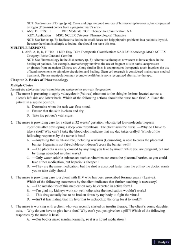 Test Bank for Pharmacology Clear and Simple A Guide to Drug Classifications and Dosage Calculations, 4th Edition (Chapters 1-20) - Page 6 preview image