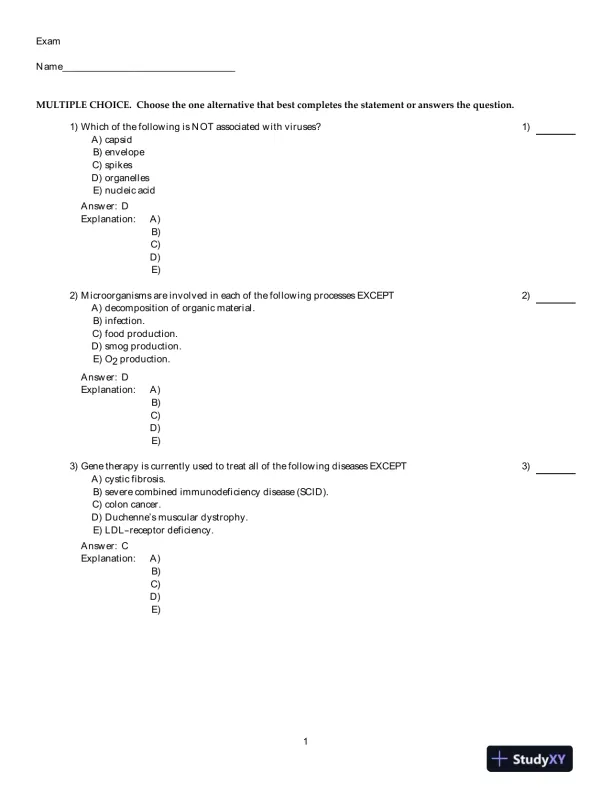 Microbiology: An Introduction, 11th Edition Test Bank - Page 1 preview image