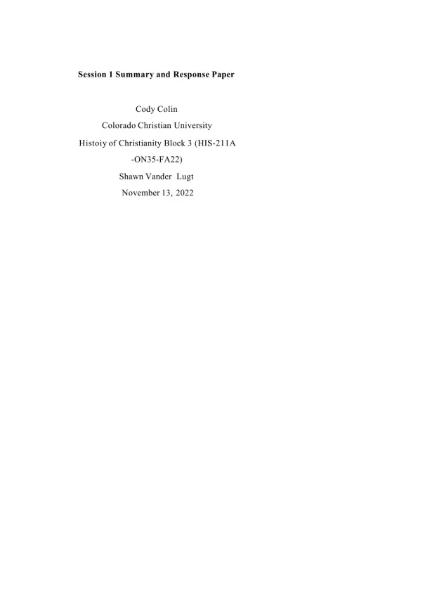 Session 1 Summary and Response Paper - Page 1 preview image