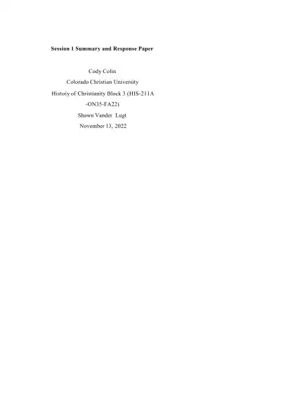 Session 1 Summary and Response Paper - Page 1 preview image