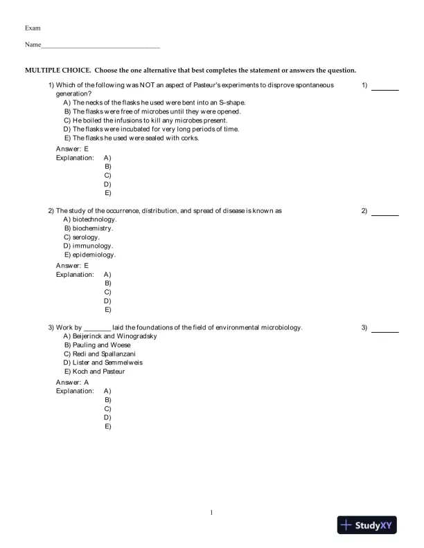 Microbiology With Diseases By Taxonomy, 4th Edition Test Bank - Page 1 preview image