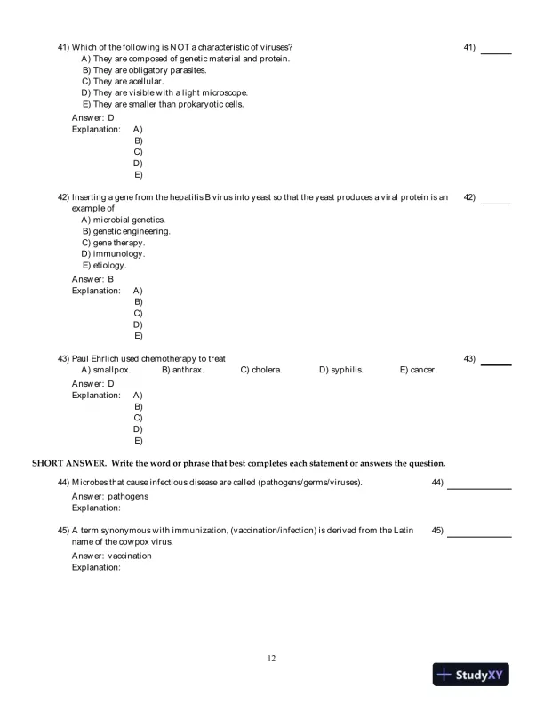 Microbiology With Diseases By Taxonomy, 4th Edition Test Bank - Page 13 preview image