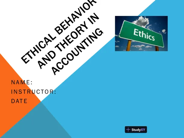 Ethical Behavior And Theory In Accounting - Page 1 preview image
