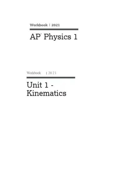 AP Physics 1 Workbook  Unit 1 Kinematics Displacem - Page 1 preview image