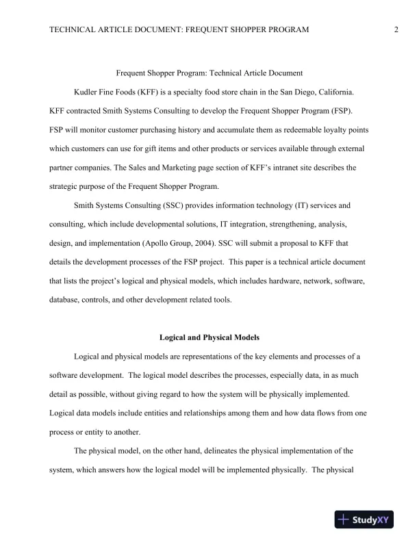 BSA385 Technical Article Document: Frequent Shopper Program - Page 3 preview image