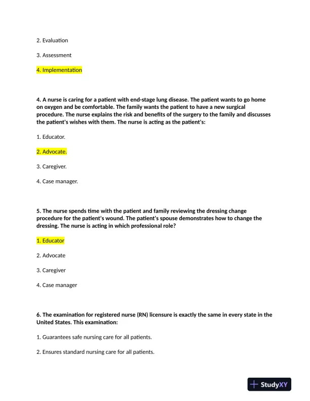 NR222 Clinical Analysis Preparation Exam 1 With Answers (21 Solved Questions) - Page 3 preview image