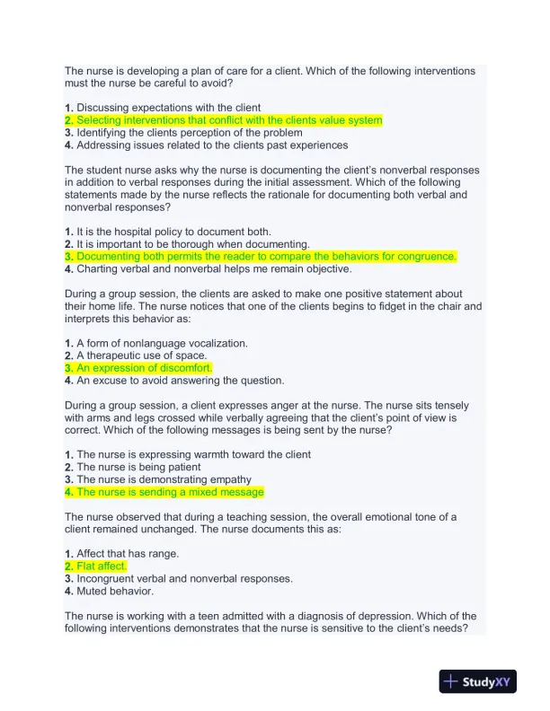 NURS661 Mental Health Practice Exam With Answers (188 Solved Questions) - Page 4 preview image