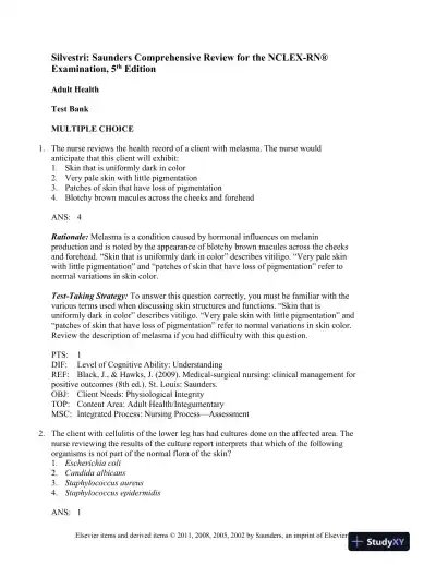 Saunders Comprehensive Review for the NCLEX-RN Examination, 5th Edition Test Bank - Page 1 preview image