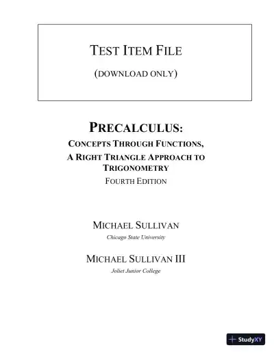 Precalculus: Concepts Through Functions, A Right Triangle Approach to Trigonometry, 4th Edition Test Bank - Page 1 preview image
